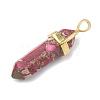 Synthetic Gold Line Regalite/Imperial Jasper/Sea Sediment Jasper Double Terminated Pointed Pendants G-S329-013-3