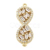 Rack Plating Brass Clear Cubic Zirconia Infinity Connector Charms KK-A234-036G-02-1