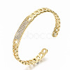 Brass Micro Pave Clear Cubic Zirconia Cuff Bangles BJEW-S142-002-NF-4