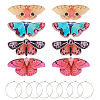 4 Pairs 4 Colors Butterfly Alloy & Acrylic Hoop Earrings EJEW-TA0001-88A-2