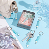 Synthetic Turquoise Bead and Natural Jade Cross Pendant Keychain KEYC-PH01520-4