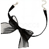 1Pc Gauze Bowknot Fabric Choker Necklaces for Women NJEW-CP0001-06B-1