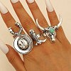 4Pcs Synthetic Turquoise Cuff Open Rings RJEW-P179-03AS-1