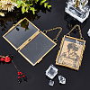 Rectangle Mini Brass Wall Hanging Photo Frame for Pressed Flower with Chain ODIS-WH0061-05AG-5