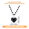 3Pcs 3 Colors Glass Heart Pendant Necklaces Set with Plastic Beaded Chains NJEW-FI0001-40-2