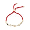Clear Cubic Zirconia Moon & Star Link Slider Bracelet BJEW-JB08847-1