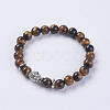 Natural Tiger Eye Beads Stretch Bracelets BJEW-E325-D19-1