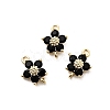 Brass Pave Cubic Zirconia Flower Links Connector Charms KK-H089-34G-03-1