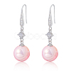 Pearl Earrings with Cubic Zirconia White Freshwater Shell Pearl Dangle Hook Earrings Stud Round Ball Drop Hoop Earrings Brass Jewelry Gift for Women JE1097B-1