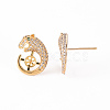 Brass Micro Pave Clear Cubic Zirconia Stud Earrings Findings KK-T062-118G-A-NF-3