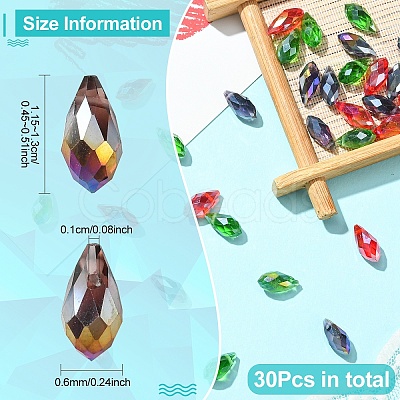 30Pcs 3 Colors Electroplate Glass Faceted Teardrop Beads EGLA-YW0001-86A-1