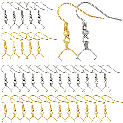 60Pcs 2 Colors 304 Stainless Steel Earring Hooks STAS-SC0010-73-1