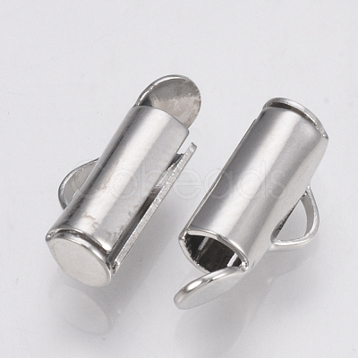 Brass Slide On End Clasp Tubes KK-Q747-11C-P-1