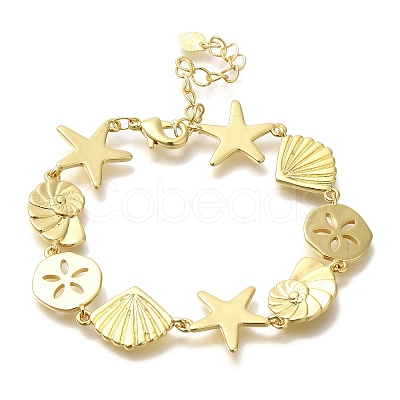 Rack Plating Brass Link Bracelets X-BJEW-P336-10G-1
