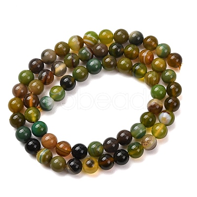 Natural Striped Agate/Banded Agate Bead Strands G-K155-A-6mm-08-1