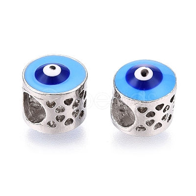 Brass Enamel European Beads KK-R053-10-1