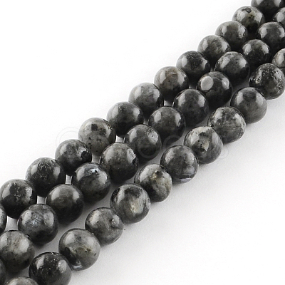 Natural Larvikite Round Beads Strands X-G-R342-8mm-09-1