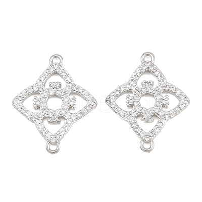 Brass Micro Pave Clear Cubic Zirconia Connector Charms CU-CBA7BFE-03I-P-1