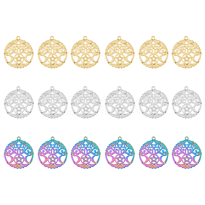 DICOSMETIC 18Pcs 3 Colors 304 Stainless Steel Pendants STAS-DC0011-73-1