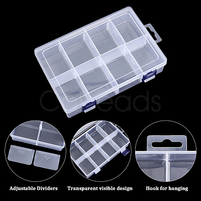 3Pcs 8 Grids PP Plastic Adjustable Dividers Boxes CON-PA0001-13-1