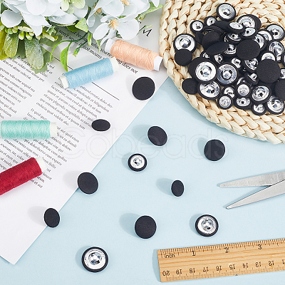 100Pcs 4 Styles 1-Hole Cloth Buttons BUTT-CY0001-09B-1