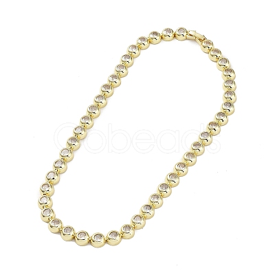 BrassMicro Pave Cubic Zirconia Chain Necklaces NJEW-L170-10G-1