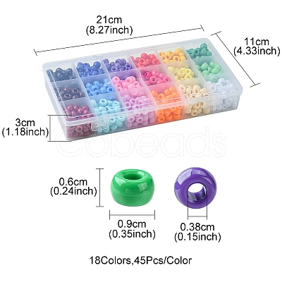 702pcs 18 Colors Opaque Plastic Beads KY-YW0001-41-1
