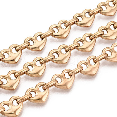 304 Stainless Steel Heart Link Chains CHS-Q009-03G-02-1