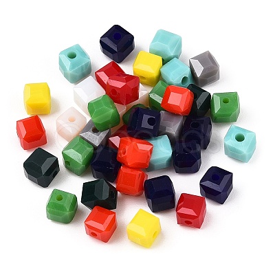 Opaque Color Faceted Glass Beads GLAA-E047-02B-1