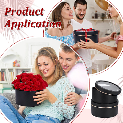 2Pcs 2 Sizes Flat Round Cardboard Paper Flower Organizer Package Boxes CON-BC0007-79B-1