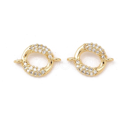 Brass Micro Pave Clear Cubic Zirconia Ring Links KK-G544-28G-1
