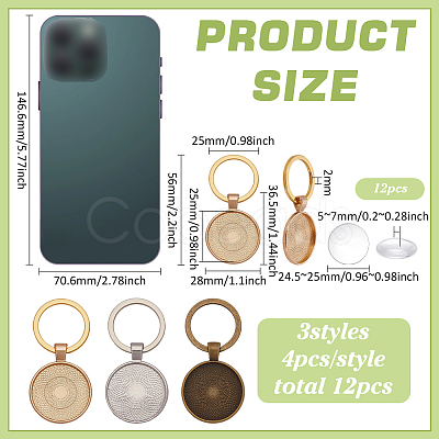 DIY Round Alloy Pendant Making Kits KEYC-FG00005-1