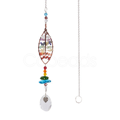 1Pc Wire Wrapped Alloy & Natural Mixed Stone Chips Tree of Life Hanging Suncatchers HJEW-TA0001-45C-1