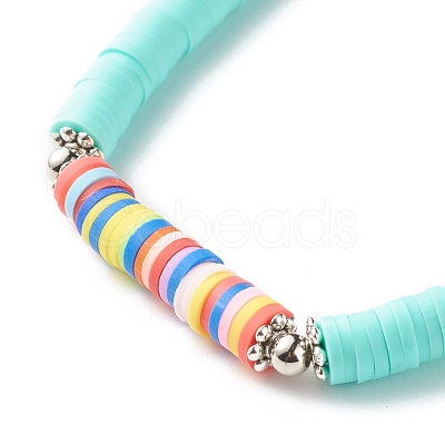 Handmade Polymer Clay Heishi Beads Stretch Bracelet BJEW-JB07372-03-1