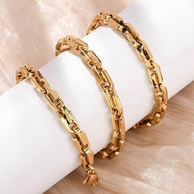 304 Stainless Steel Arch Link Chain Necklaces for Women Men NJEW-F363-05G-1