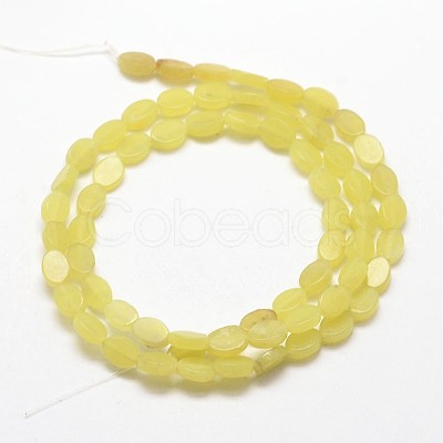 Oval Natural Olive Jade Beads Strands G-P102-01A-1