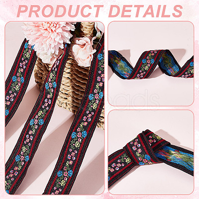 11 Yards Polycotton(Polyester Cotton) Embroidery Flower Ribbon OCOR-GA0001-98A-1