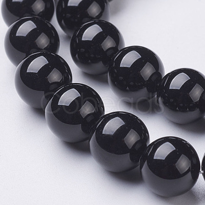 Natural Dyed & Heated Black Onyx Round Beads Strands X-GSR10mmC097-1