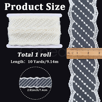 10Yards Polyester Embroidery Mesh Flower Lace Ribbon OCOR-GF0005-41A-1