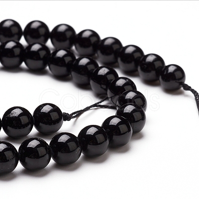 Natural Black Tourmaline Beads Strands X-G-L554-02-6mm-1