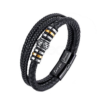 Multi-Layer Braided Leather Cord Bracelets PW-WG94458-01-1