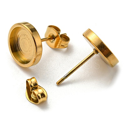 Ion Plating(IP) 304 Stainless Steel Stud Earring Settings STAS-L219-02D-G-1