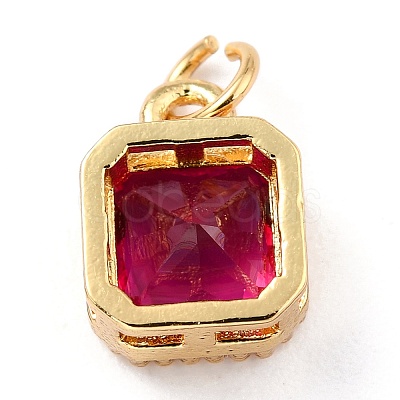 Real 18K Gold Plated Brass Inlaid Cubic Zirconia Charms ZIRC-L100-073G-04-1