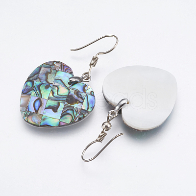 Abalone Shell/Paua Shell Dangle Earrings EJEW-F147-C16-1