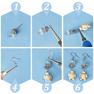 PandaHall Elite DIY Natural & Synthetic Mixed Gemstone Dangle Earring Making Kit DIY-PH0022-45-1