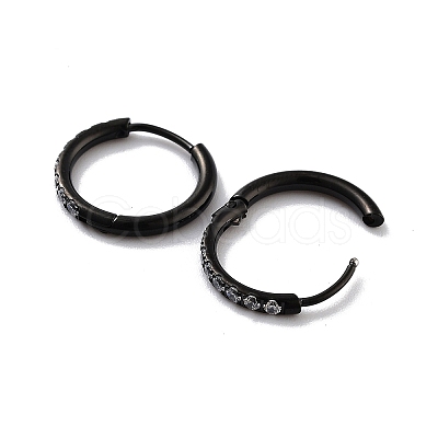 Ion Plating(IP) 316 Surgical Stainless Steel Pave Clear Cubic Zirconia Hoop Earrings Women EJEW-A109-01C-EB-1