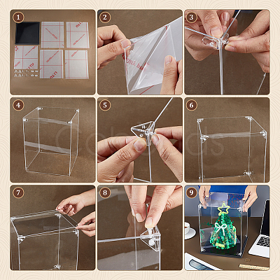Acrylic Minifigures Display Cases with Black Base ODIS-WH0079-068C-1