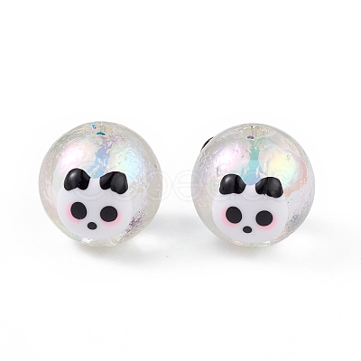 UV Plating Rainbow Iridescent Acrylic Enamel Beads OACR-I003-17A-1
