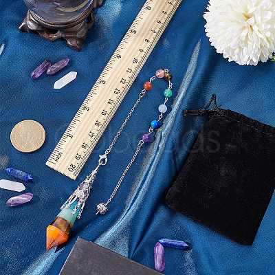 1Pc Natural Chakra Gemstone Dowsing Pendulums AJEW-SC0002-31P-1