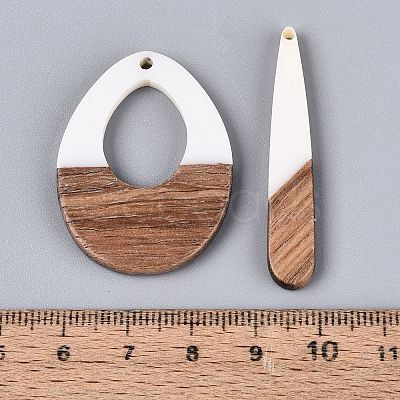 18Pcs 9 Styles Opaque Resin & Walnut Wood Pendants RESI-N053-24-1
